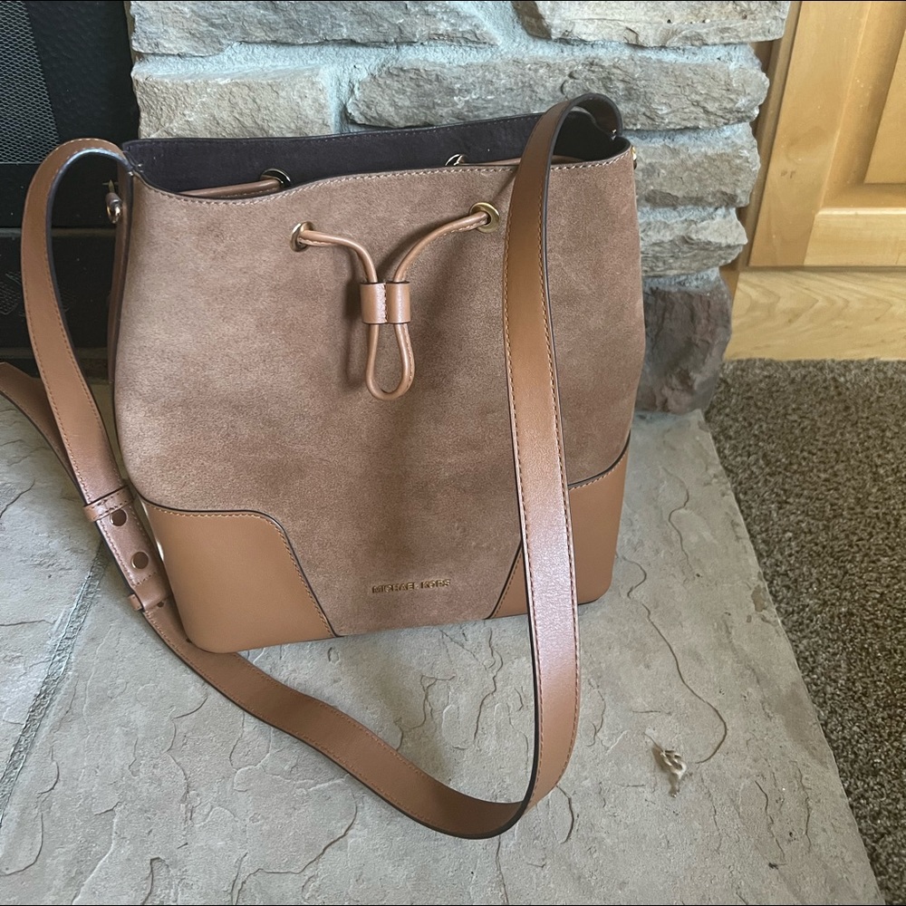 Michael Korea suede bucket purse
